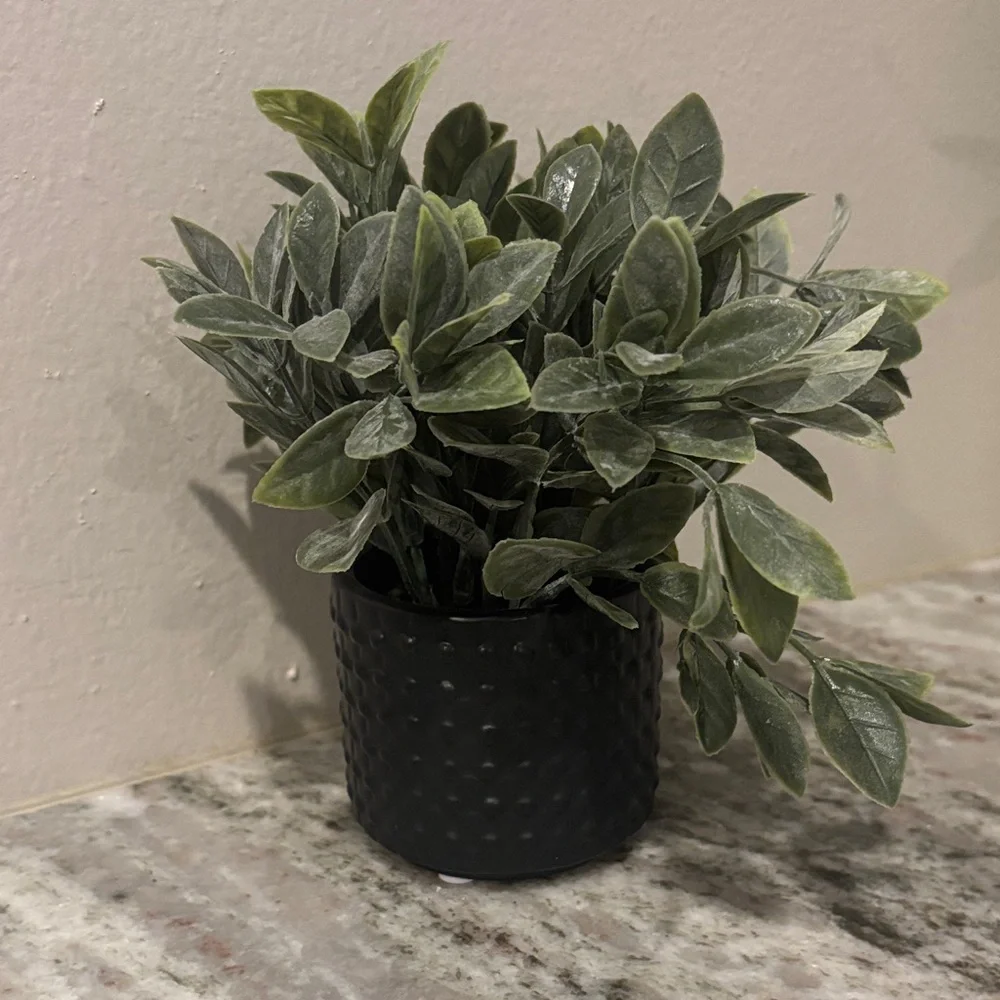 Green Artificial Potted Plant in Black Textured Pot - Home Accents